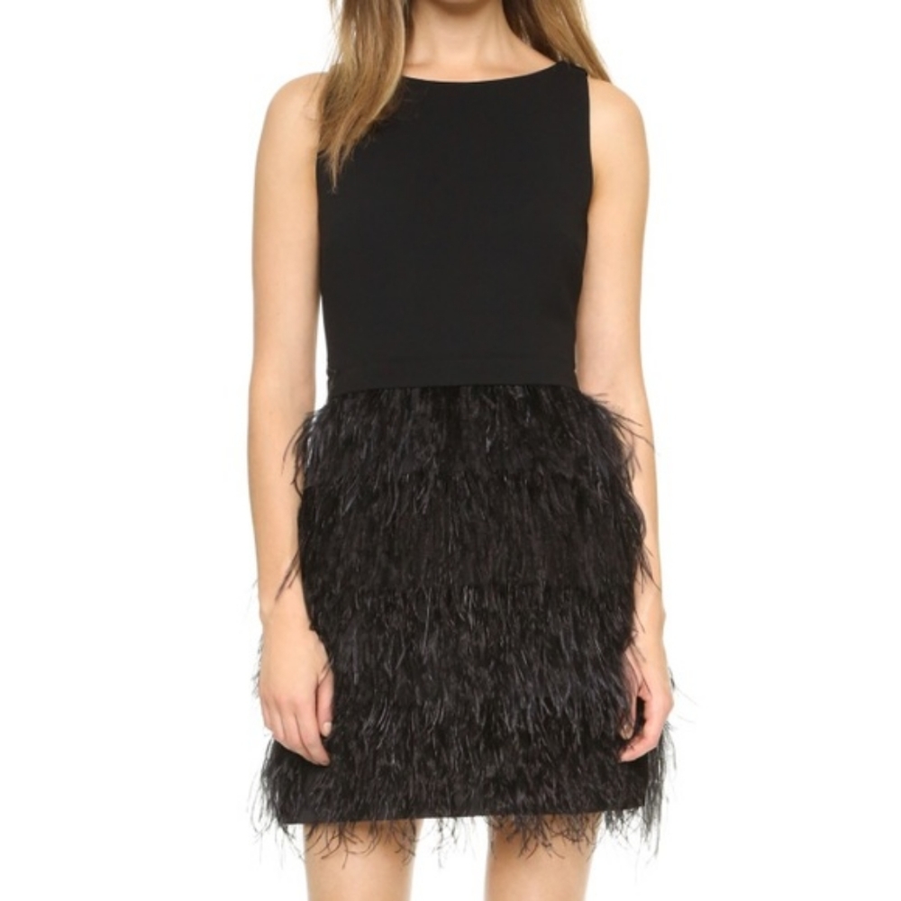 Club Monaco Ostrich Feather Dress - Black - 12